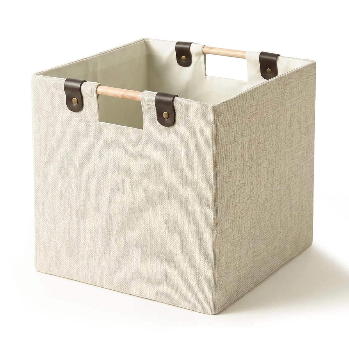 11 Inches Foldable Cube Storage Baskets for Organizing, Beige, 2 Pack