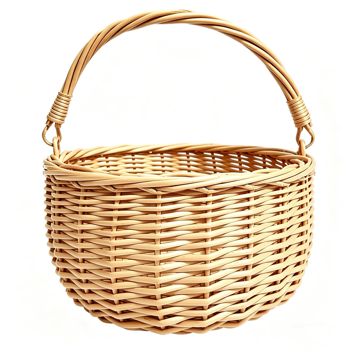 10 x 10in Wicker Basket Rustic Wicker Picnic Basket with Handle Cute Flower Girl Baskets Rattan Easter Baskets Wicker Storage Basket Decorative Basket for Wedding Garden and Home Decor