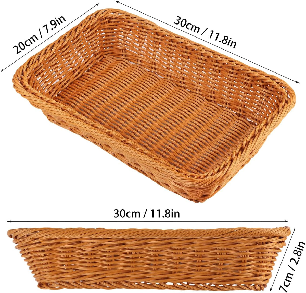 6 PCS 12x8 Inch Wicker Bread Basket, Woven Serving Basket, Tabletop Food Serving Basket for Restaurant, Bakery, Family Party, Hotel, Fruits, Vegetables and Snacks, Brown