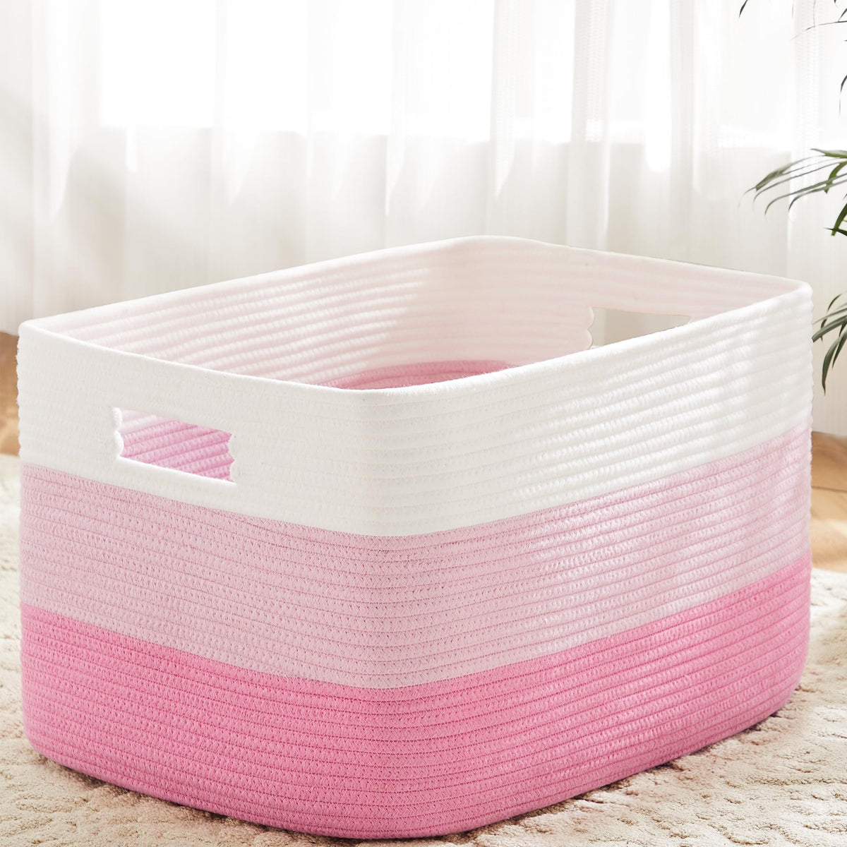 Artfeel Blanket Basket,Rectangle Woven Baskets for Storage,65L Laundry Basket for Decorative Nursery Blanket,Toys,Dirty Clothes and Magazine in Shelves,Baby Room,and Living Room