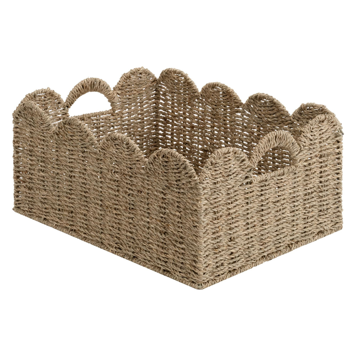 StorageWorks Scalloped Water Hyacinth Baskets, Large Scalloped Baskets