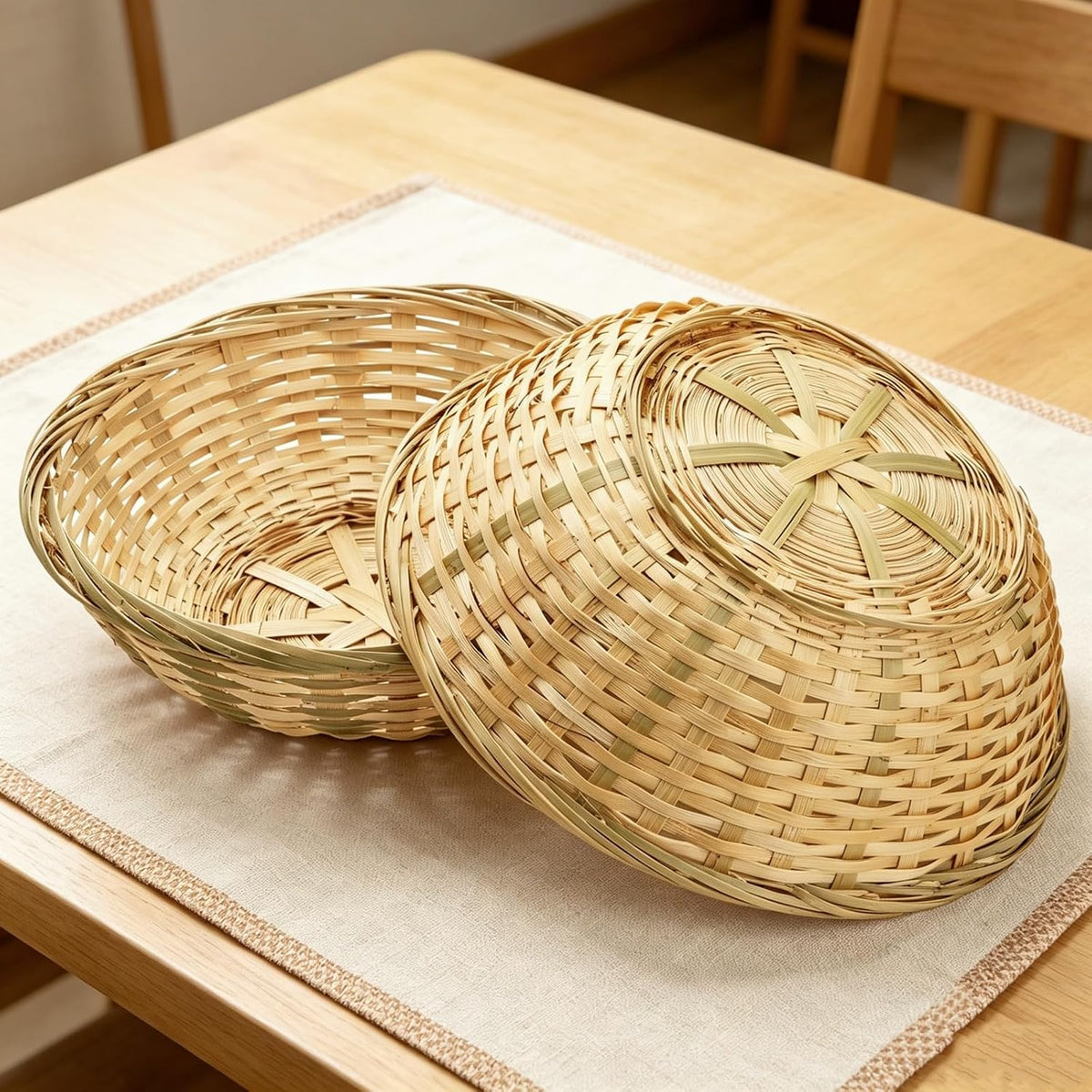 ZAVOOS 6 Pack 10 Inch Bamboo Bread Basket, Small Round Gift Baskets
