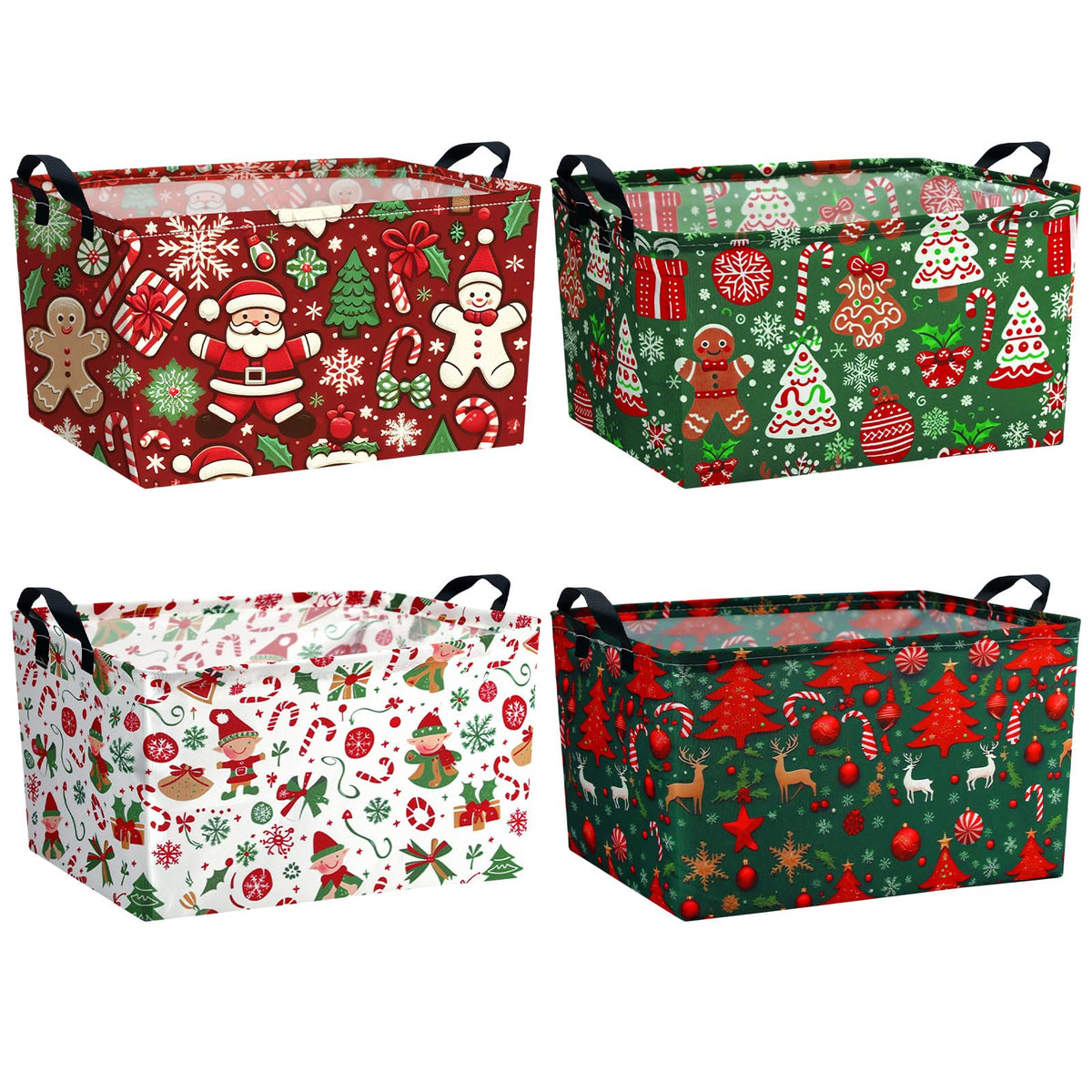 4 Pcs Halloween Storage Basket for Gifts Large Spooky Skeleton Storage Bins with Handles 15 x 10 x 8 Fabric Laundry Baskets Halloween Skull Collapsible Organizer Boxes for Home Cloth Toys Book