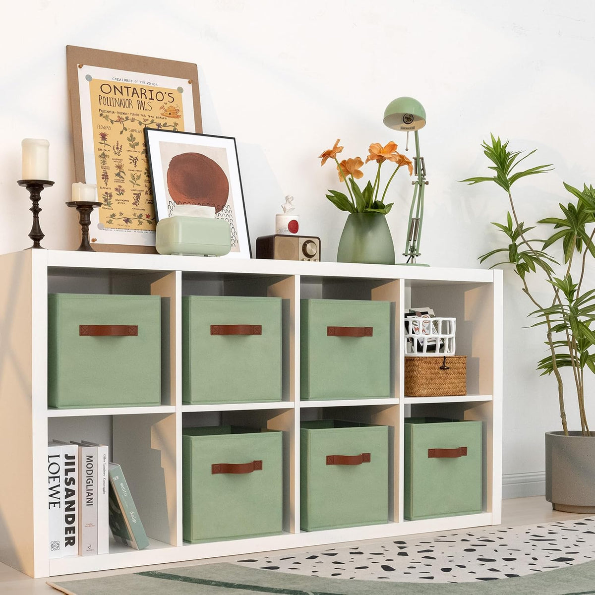 GRANNY SAYS 11 Inch Fabric Storage Cubes, 6-Pack, Sage Green