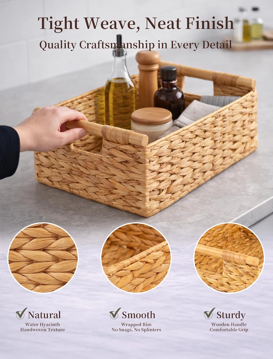 Wicker Basket, Large Basket for Gift Baskets Empty, 15.4x11x6.3in