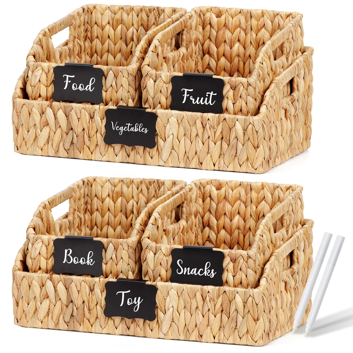 Pantry Baskets for Organizing,Wicker Storage Bins,3 Pack,Natural