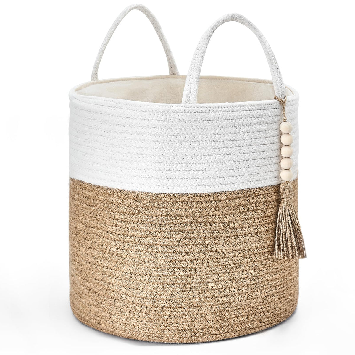 Mkono Woven Storage Basket for Blanket, Toys Plant Organizer, 16"W x 13.8"L
