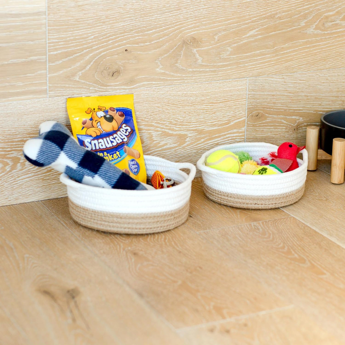 5-Piece Round Woven Cotton Rope Storage Baskets for Organizing, Small Shallow Nesting Set for Montessori Toys, Entryway Catchall, Fruit Bowl, Key Tray, Remote Holder, Nursery & Pet Toys