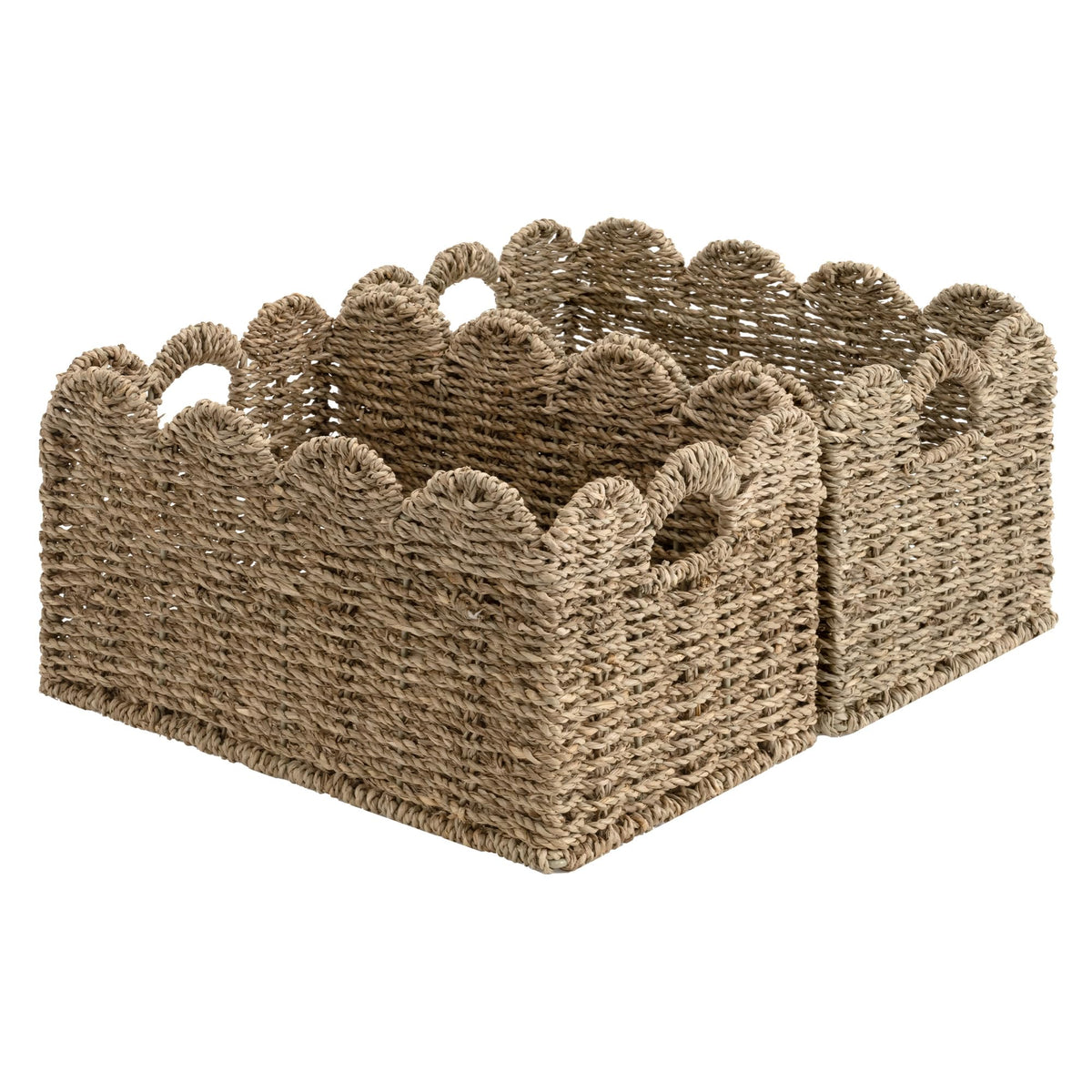 StorageWorks Scalloped Water Hyacinth Baskets, Large Scalloped Baskets