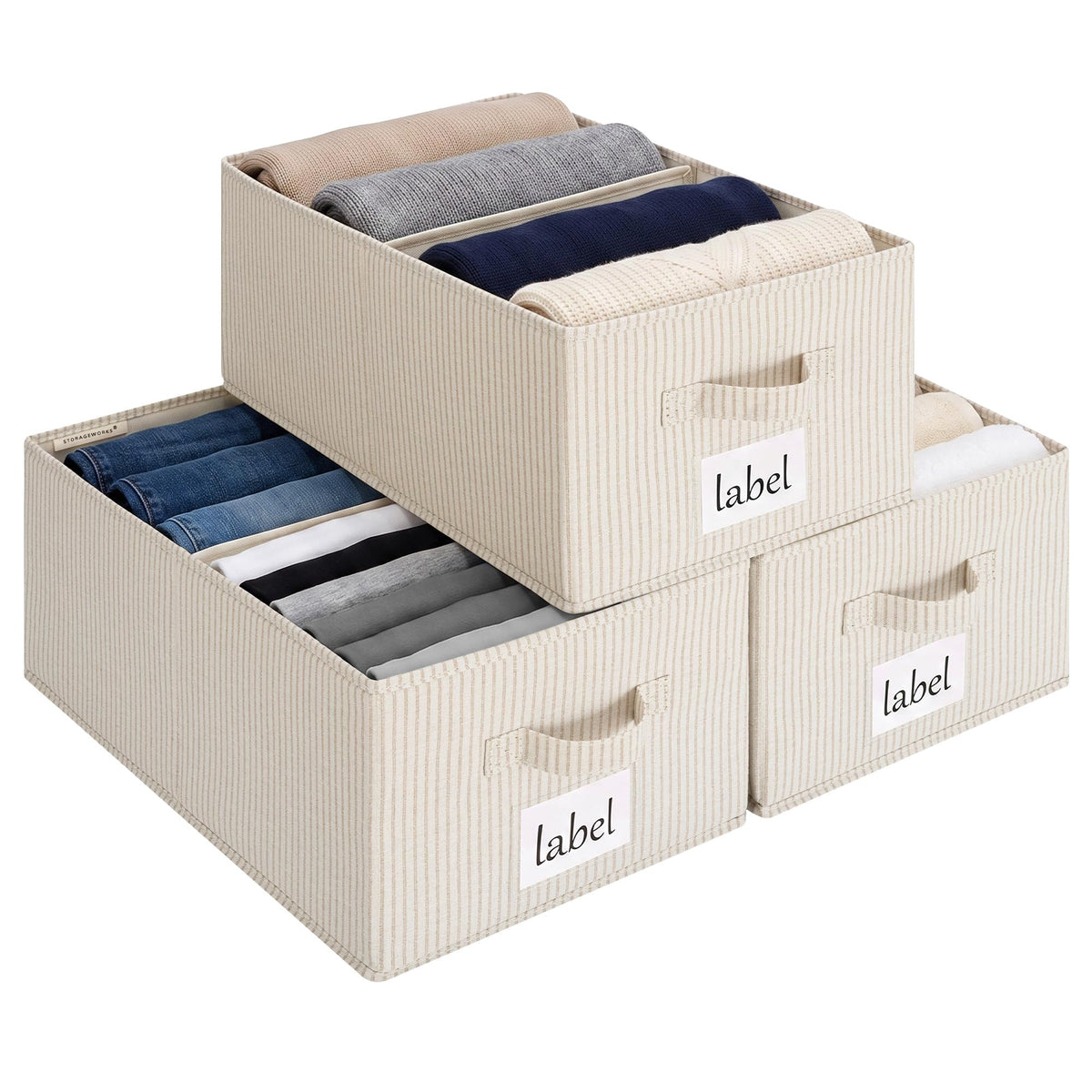 StorageWorks Closet Shelf Organizer Bins with Divider, 9¾"Lx16"Wx6¾"H