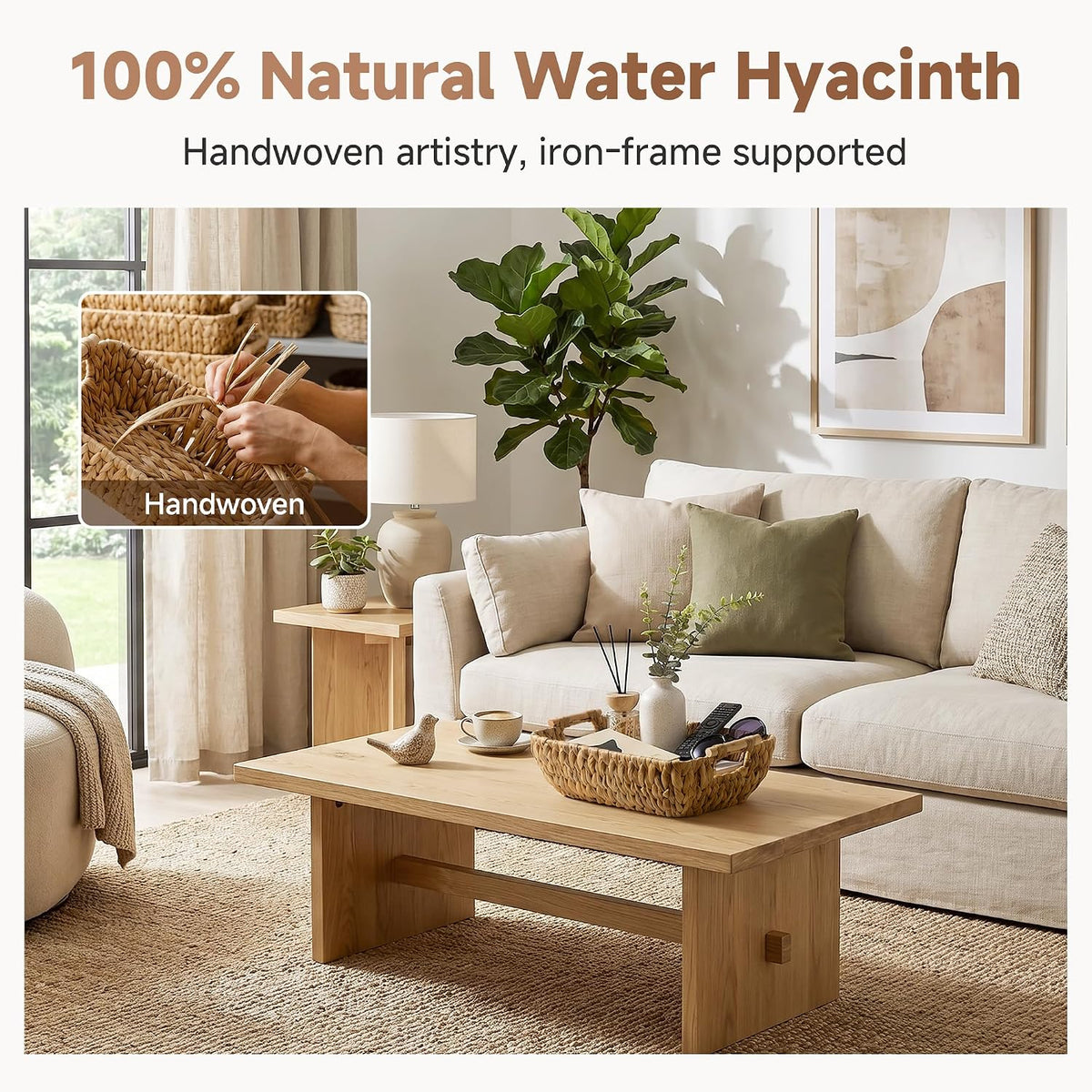 StorageWorks Wicker Baskets for Organizing, Water Hyacinth Storage Baskets