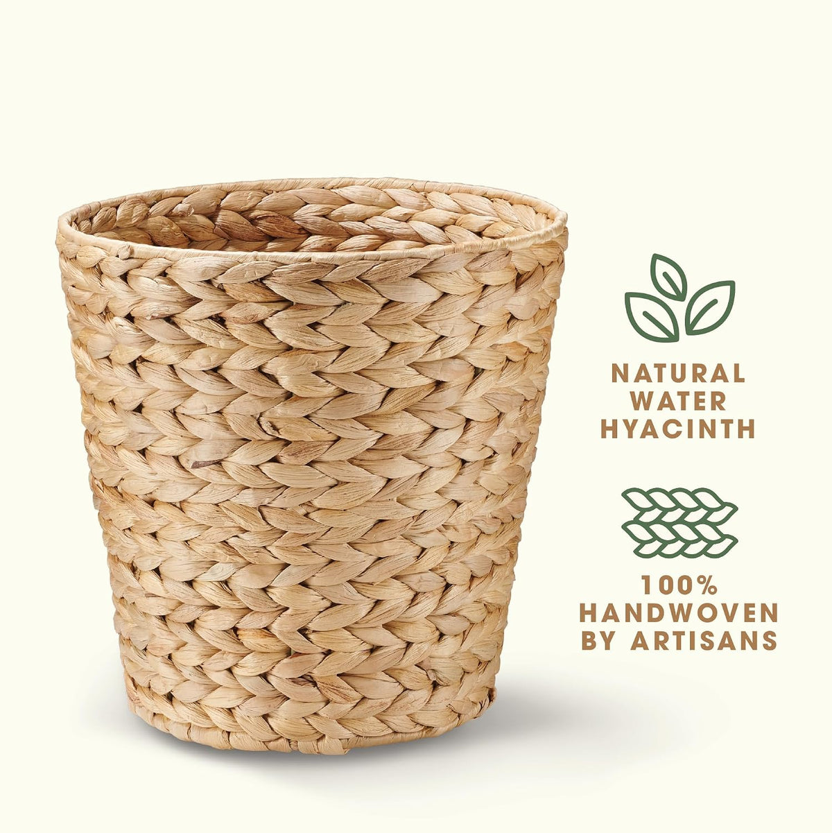 84ECO 2-Pack 3 Gallon Wicker Trash Cans for Bathroom, Bedroom, Office - Rattan Trash Can - Decorative Waste Basket
