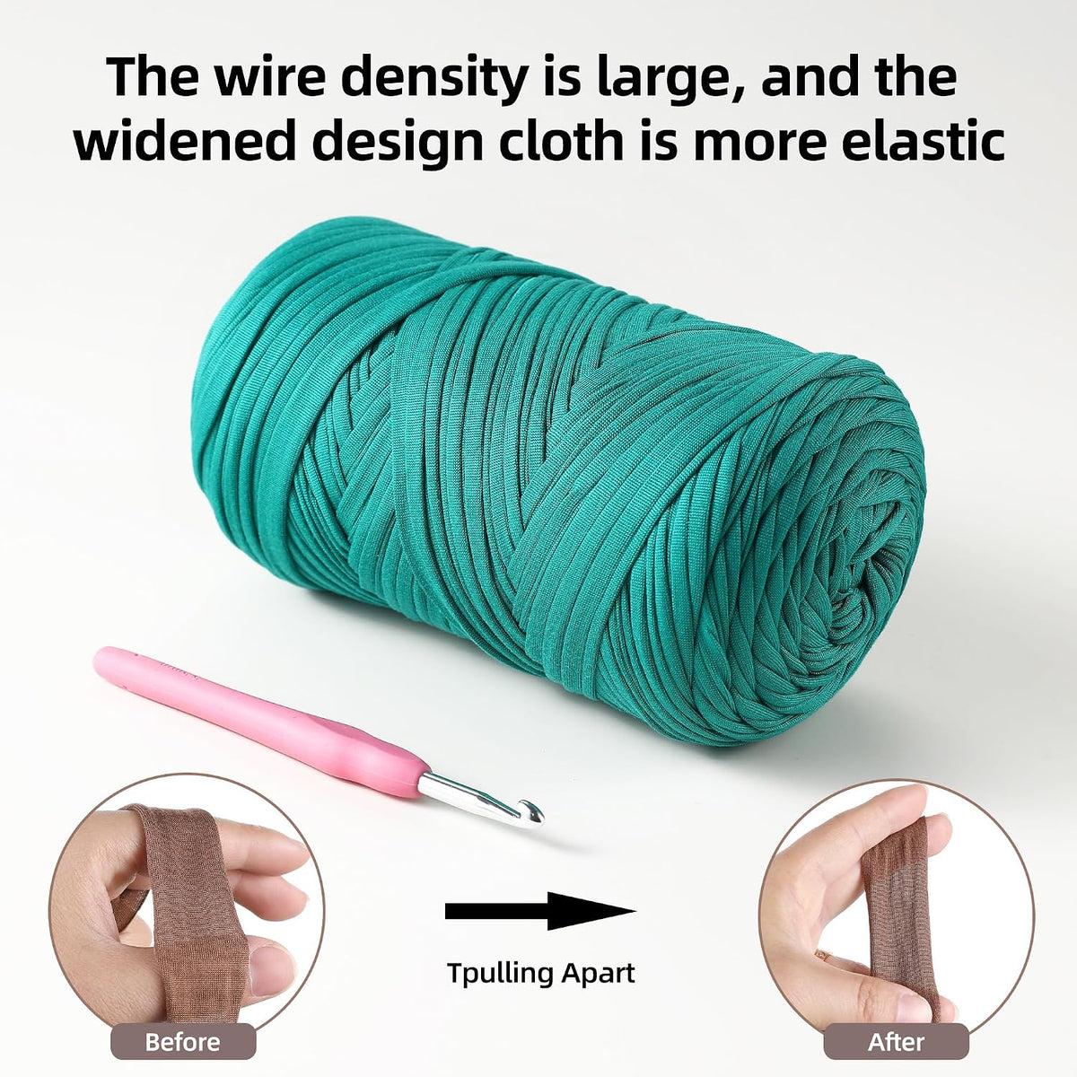 T-Shirt Yarn - 400g/118 Yards Elastic Fabric Crochet Cloth T-Shirt Yarn, Thick Hand Knitting Yarns for Crocheting Bags/Rugs/Baskets/Craft Project (Modern, 1-Grey)