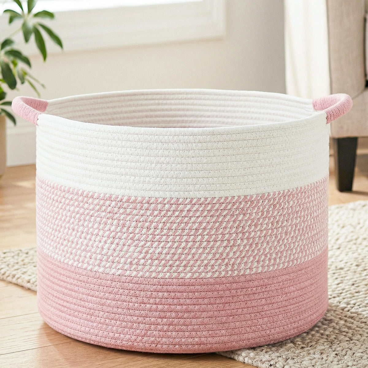 Artfeel 40L Large Cotton Rope Basket, Decorative Woven Blanket Storage for Living Room, Boho Toy Storage & Toy Box for Kids, Versatile Laundry Basket & Nursery Hamper for Blankets(Brown)