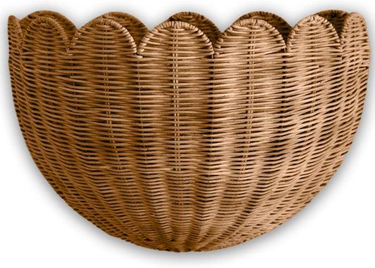 BEBE BASK Scalloped Wicker Wall Basket - The Original - 16 x 10 x 7 In