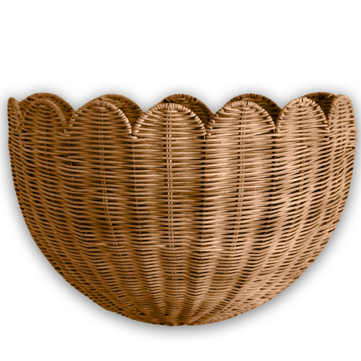 BEBE BASK Scalloped Wicker Wall Basket - The Original - 16 x 10 x 7 In