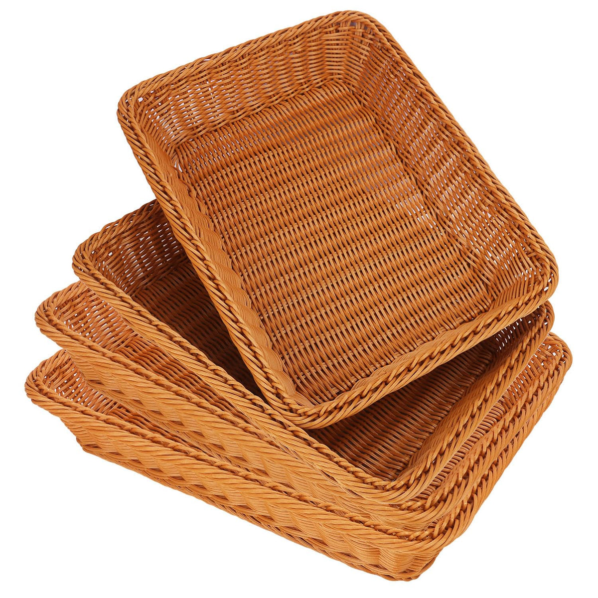 Poly Wicker Baskets 6 Pack 12 inch Large Wicker Baskets Storage – Rustic, Durable & Easy-Cleaning Bread Baskets, for Home, Restaurant & Hotel Use