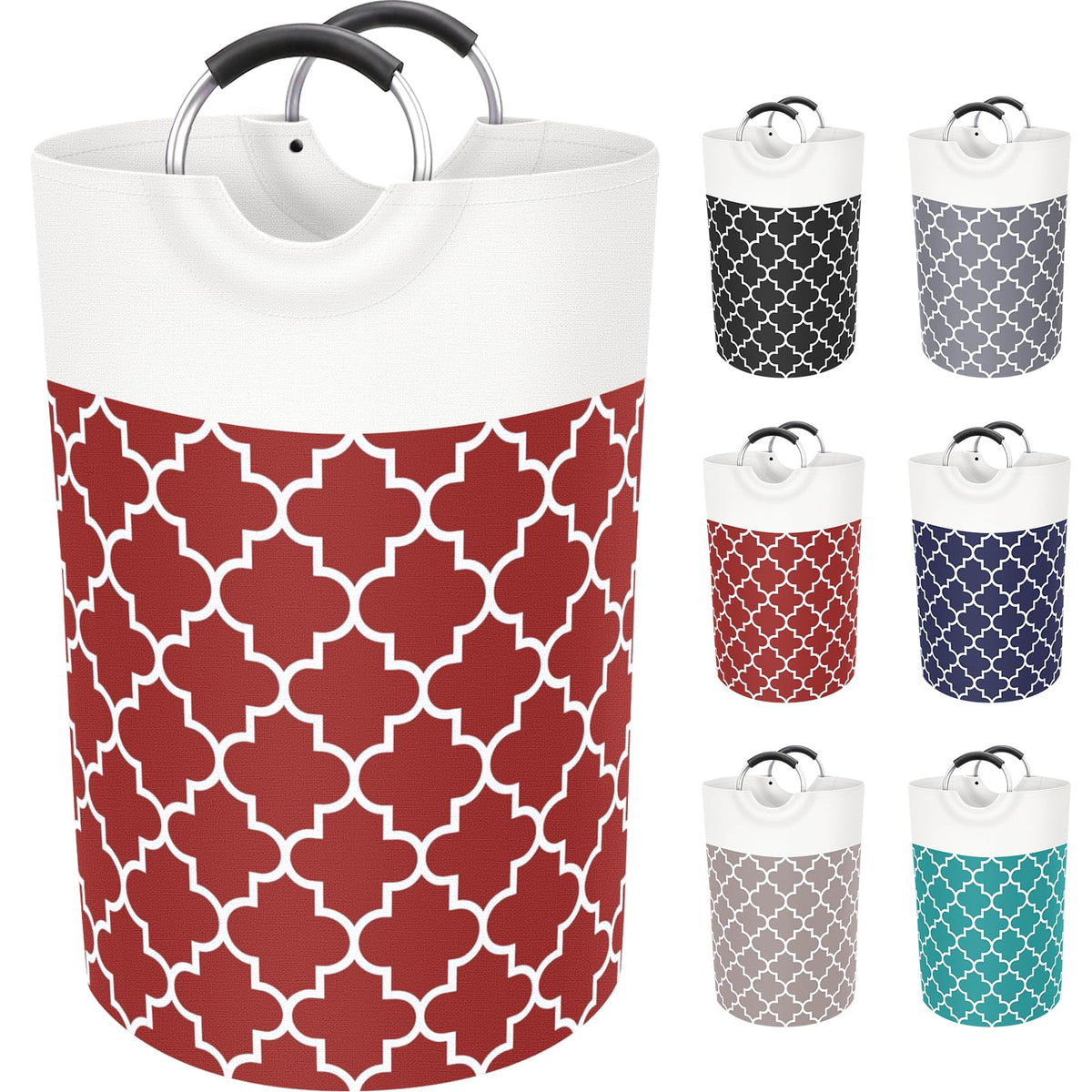 Fabspace Large Laundry Basket Laundry Hamper Bag Washing Bin Clothes Bag Collapsible Tall with Handles Waterproof Travel Bathroom College Essentials Storage for College Dorm, Family, 82L (Red)