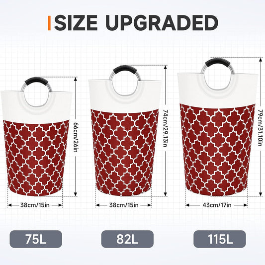 Fabspace Large Laundry Basket Laundry Hamper Bag Washing Bin Clothes Bag Collapsible Tall with Handles Waterproof Travel Bathroom College Essentials Storage for College Dorm, Family, 82L (Red)