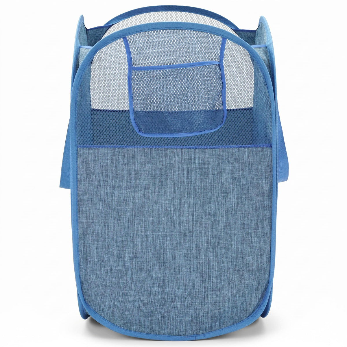 100L Collapsible Laundry Baskets, Foldable Pop Up Hamper with Pocket, Blue