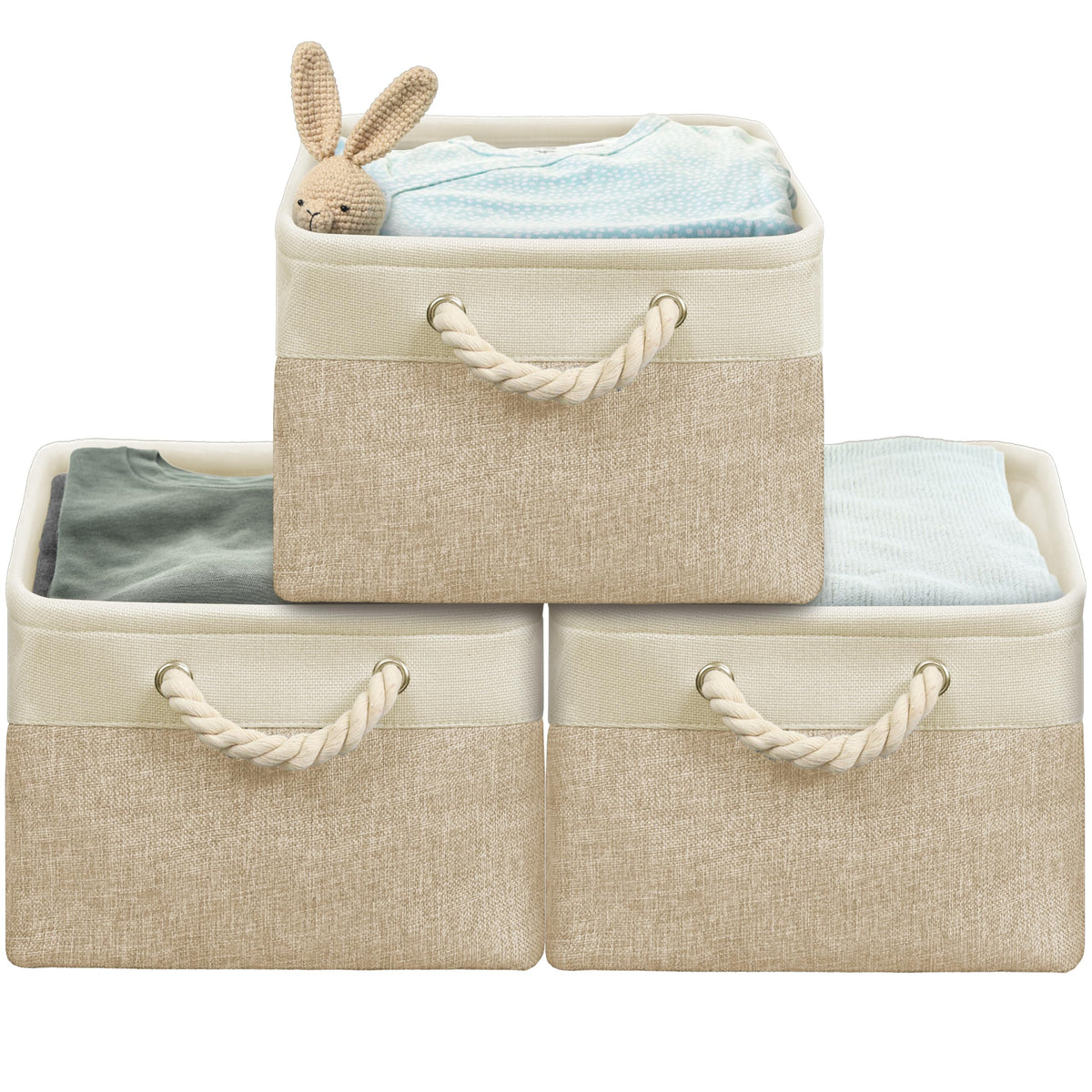 Simple Houseware 15.7" x 12" Wide & Low Fabric Storage Bin, 3 Pack, Gray