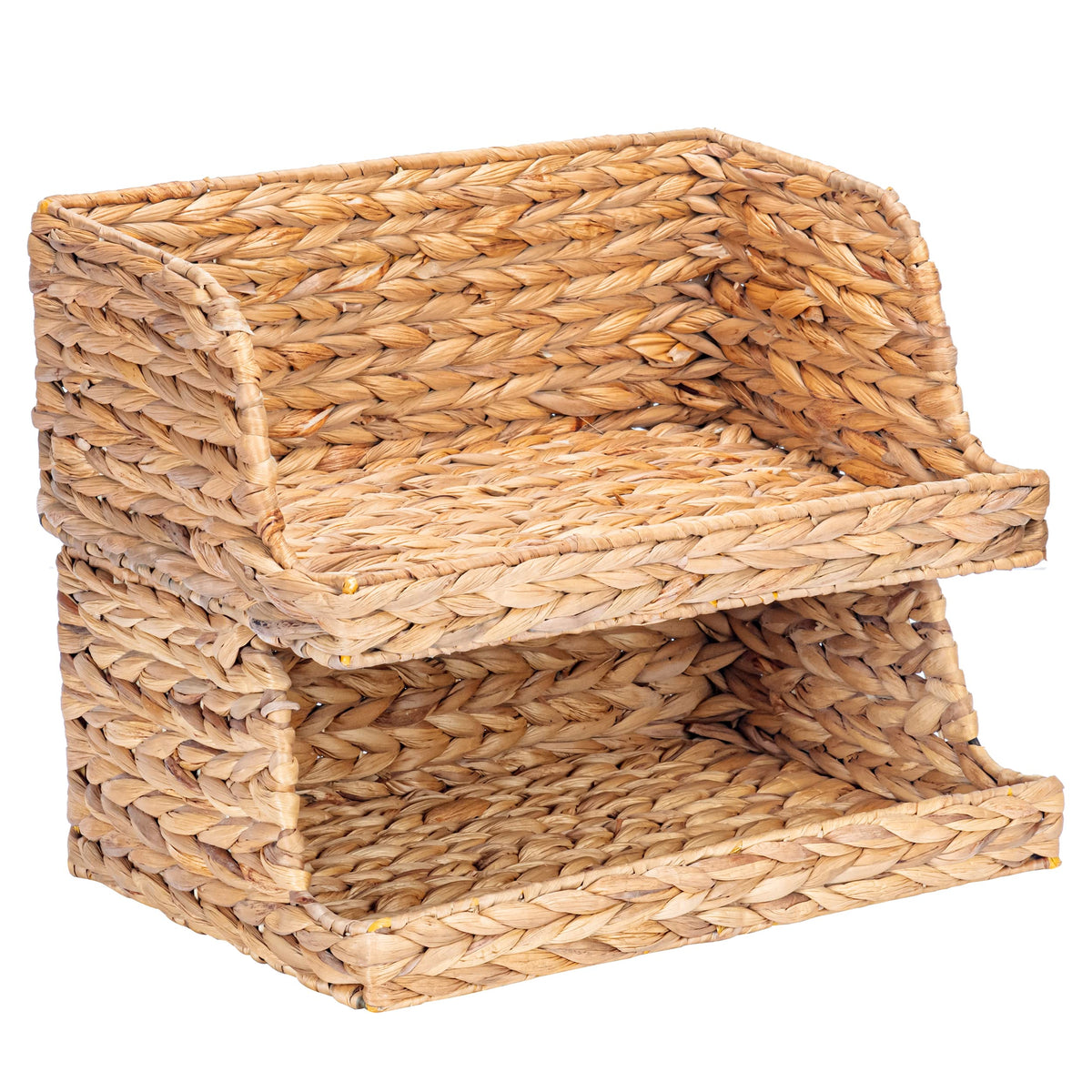 VATIMA Seagrass Baskets with Wooden Handles, Set of 3 Decorative Natural Wicker Baskets for Kitchen