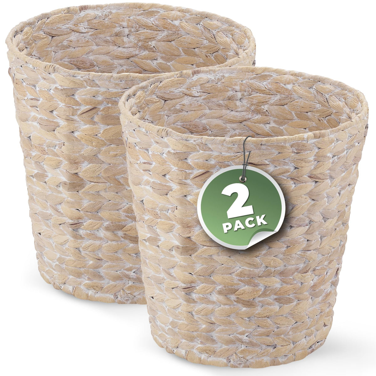 84ECO 2-Pack 3 Gallon Wicker Trash Cans for Bathroom, Bedroom, Office - Rattan Trash Can - Decorative Waste Basket