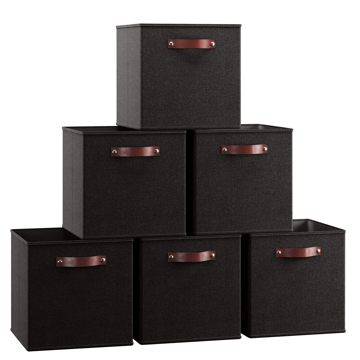 Ornavo Home 13x13 Foldable Fabric Storage Cube Bins, 6 Pack, Beige