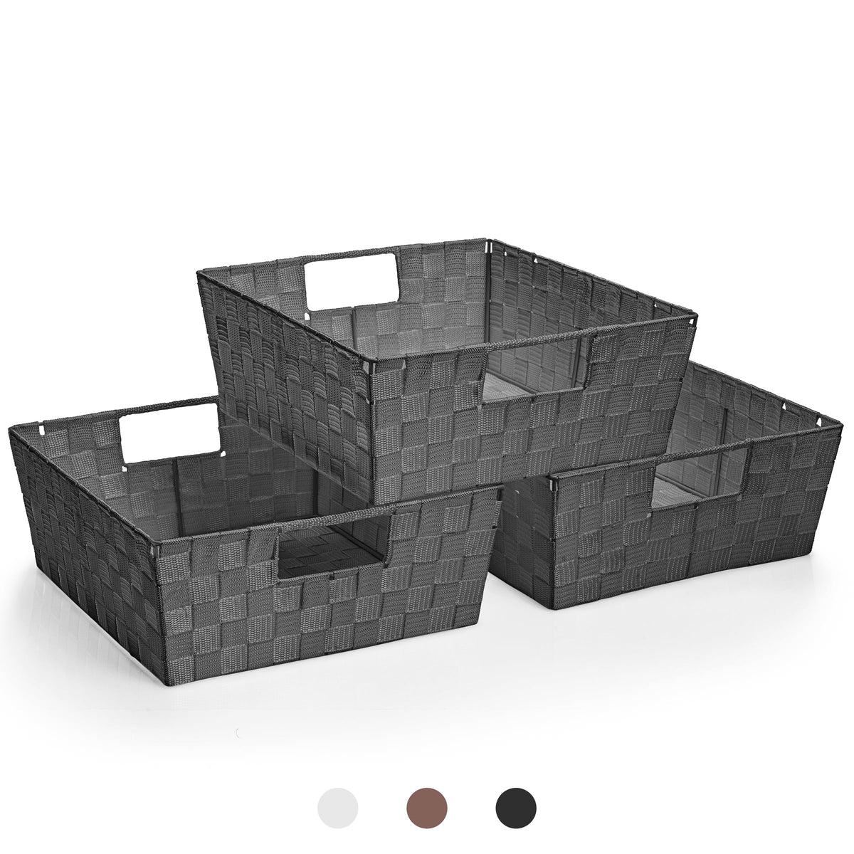 Sorbus Baskets for Organizing, Woven Storage Set (3 Piece Set, Chocolate)