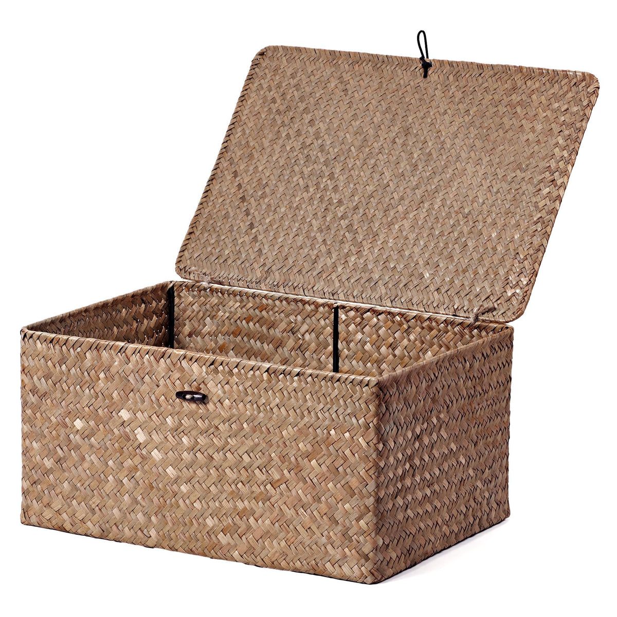 Nonam Wicker Storage Basket with Lid,Seagrass Shelf Basket Set of 3,Nautral