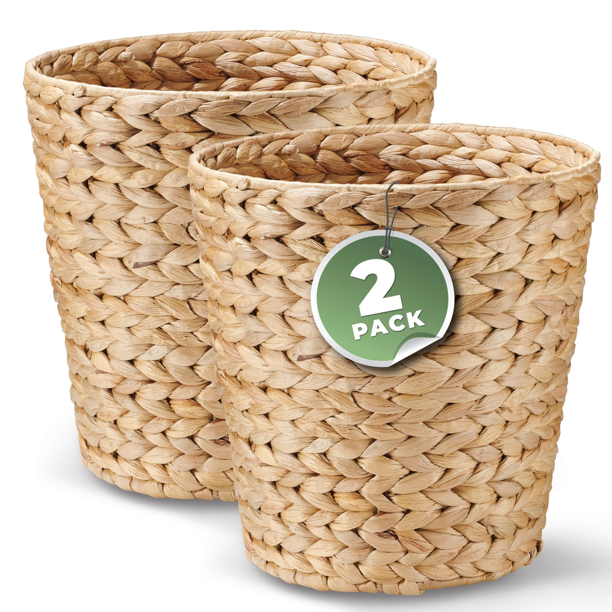84ECO 2-Pack 3 Gallon Wicker Trash Cans for Bathroom, Bedroom, Office - Rattan Trash Can - Decorative Waste Basket