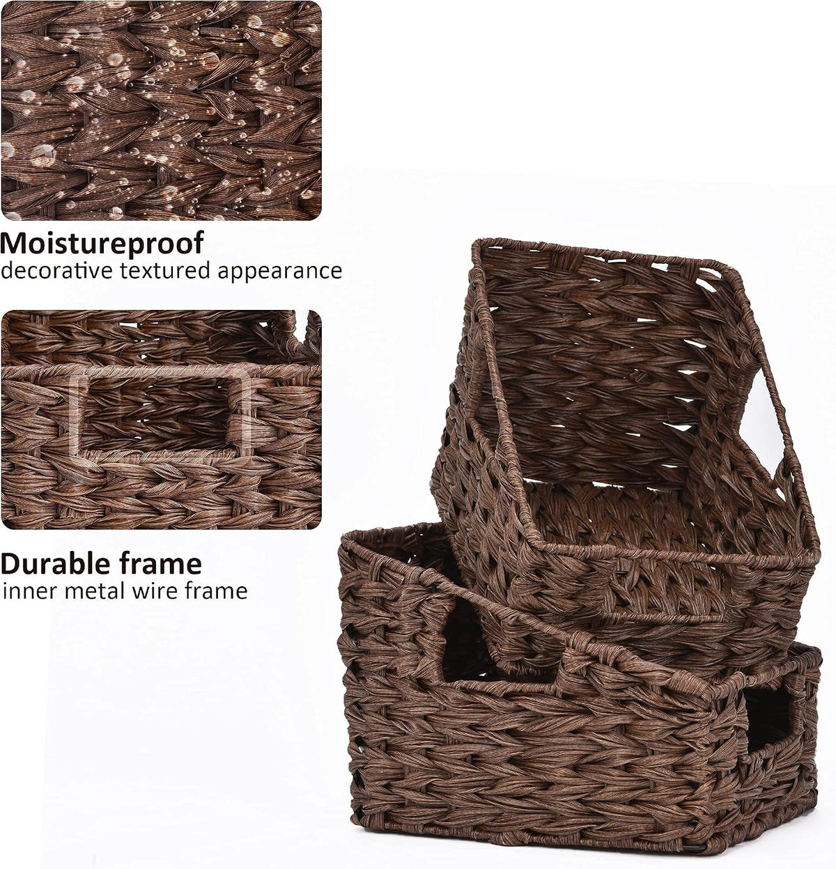 GRANNY SAYS Wicker Storage Baskets, Waterproof Wicker Basket with Handles