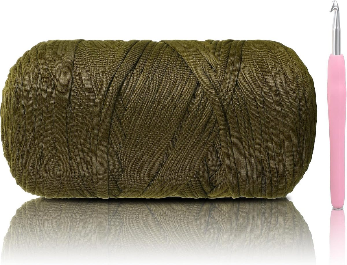 T-Shirt Yarn - 400g/118 Yards Elastic Fabric Crochet Cloth T-Shirt Yarn, Thick Hand Knitting Yarns for Crocheting Bags/Rugs/Baskets/Craft Project (Modern, 1-Grey)