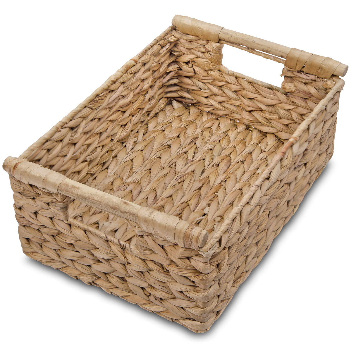 VATIMA Seagrass Baskets with Wooden Handles, Set of 3 Decorative Natural Wicker Baskets for Kitchen