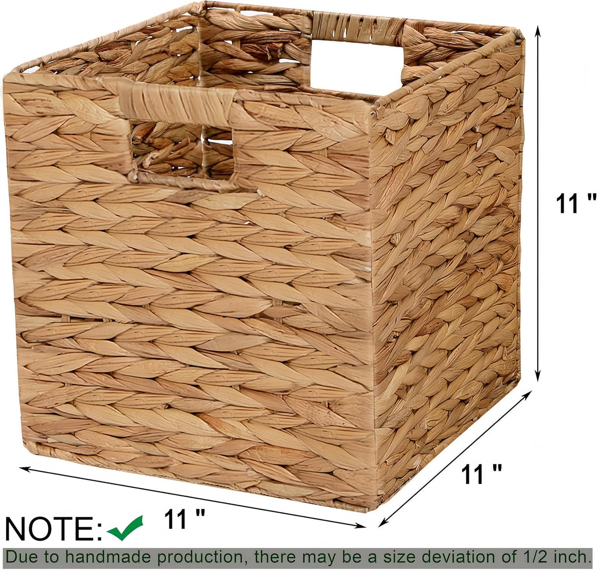 11 x 11 x 11 in Woven Storage Baskets,Set of 4 Wicker Cubes Baskets,Natural