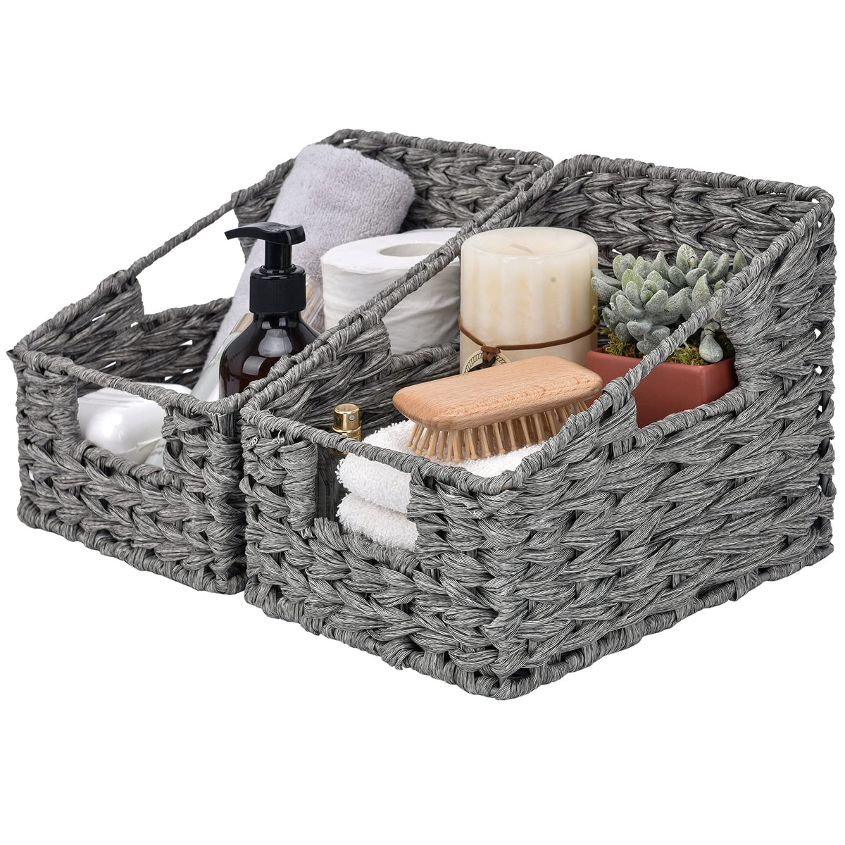 GRANNY SAYS Wicker Storage Baskets, Waterproof Wicker Basket with Handles