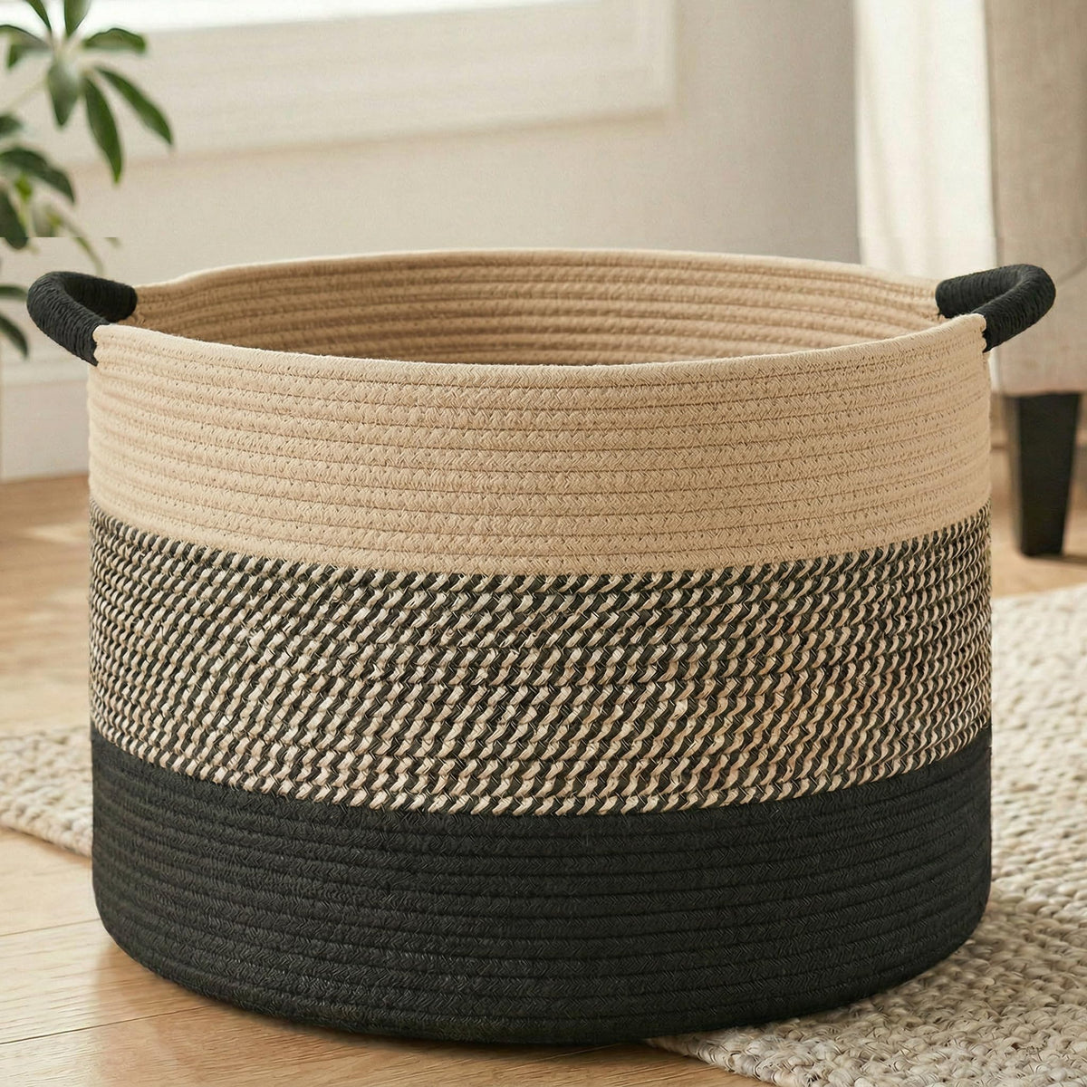 Artfeel 40L Large Cotton Rope Basket, Decorative Woven Blanket Storage for Living Room, Boho Toy Storage & Toy Box for Kids, Versatile Laundry Basket & Nursery Hamper for Blankets(Brown)