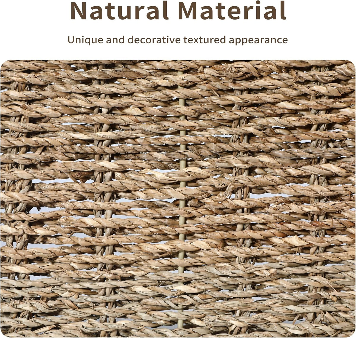4 Small 3.6 QT Seagrass Wicker Baskets for Shelves, 10" Long Woven Pantry Organizers and Storage Basket, Decorative Ratten Shallow Rectangle Baskets for Organizing Countertop Kitchen