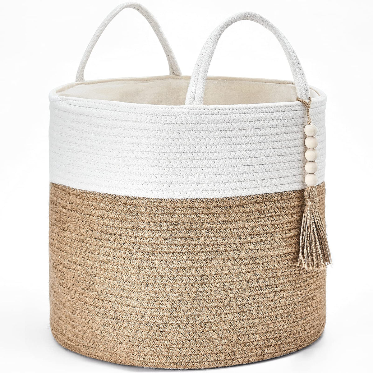 Mkono Woven Storage Basket for Blanket, Toys Plant Organizer, 16"W x 13.8"L