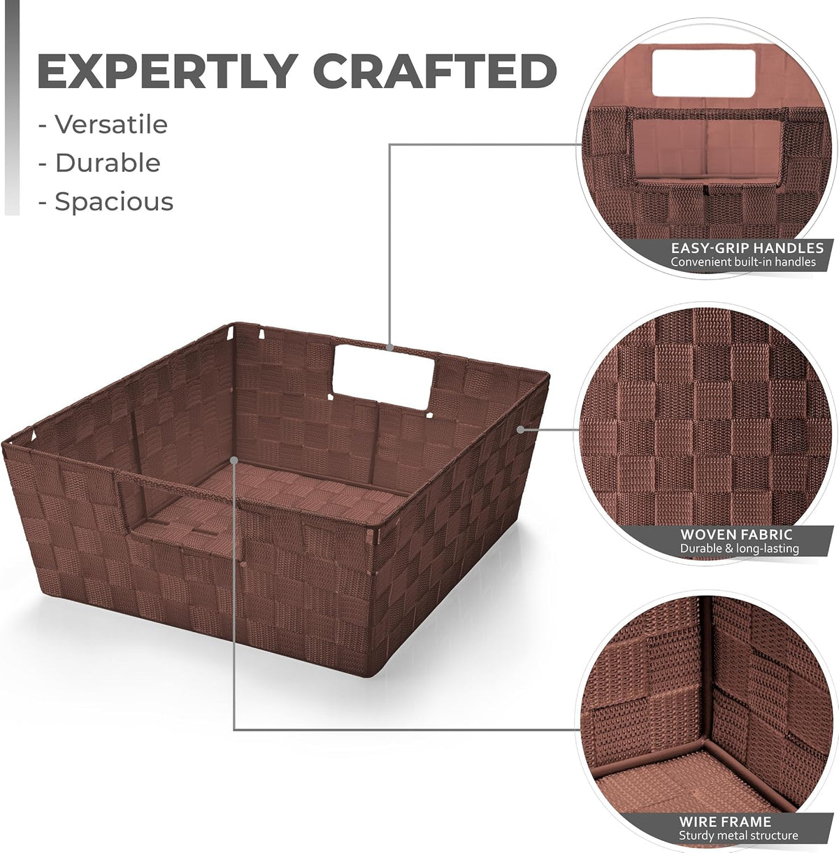 Sorbus Baskets for Organizing, Woven Storage Set (3 Piece Set, Chocolate)