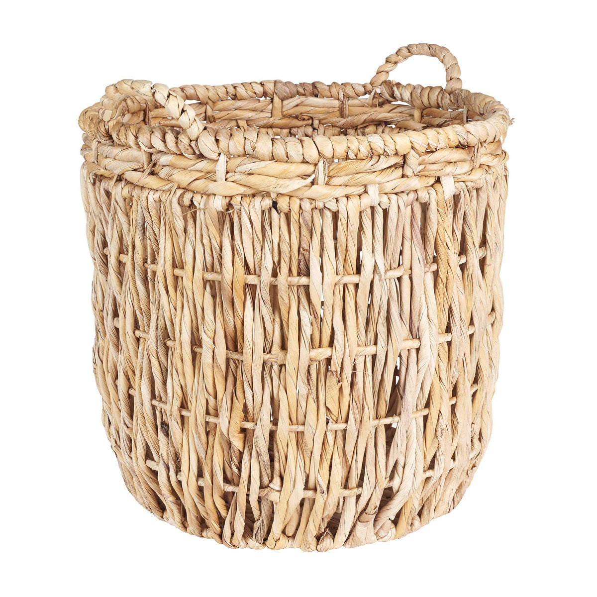 Household Essentials Tall Wicker Floor Basket, Woven Decorative Basket with Handles, Handmade, Great for Laundry and Storage, Natural