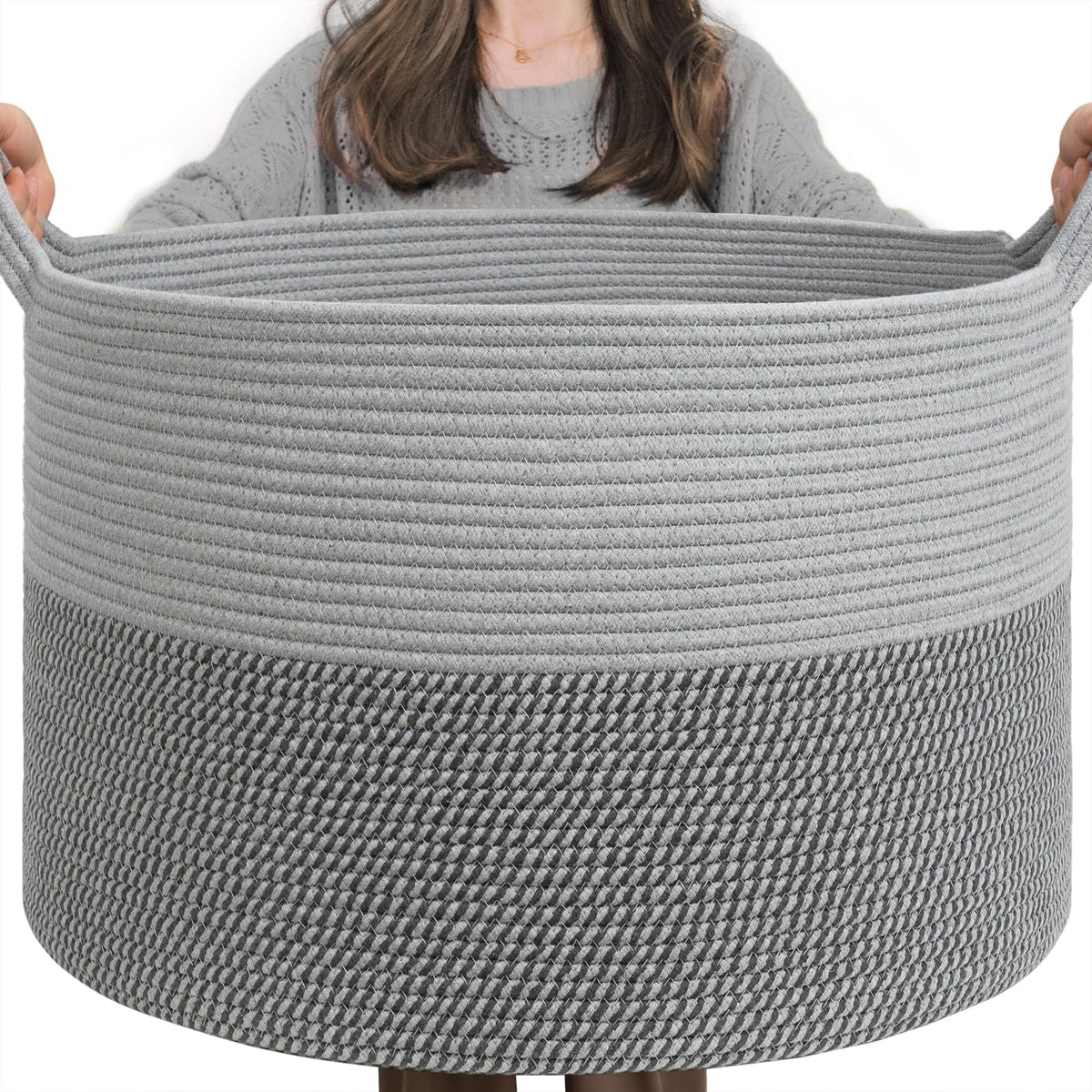 INDRESSME 115L Extra Large Woven Wicker Blanket Basket Living Room