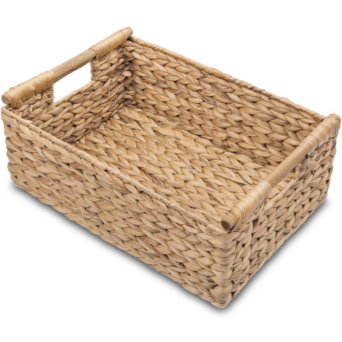VATIMA Seagrass Baskets with Wooden Handles, Set of 3 Decorative Natural Wicker Baskets for Kitchen