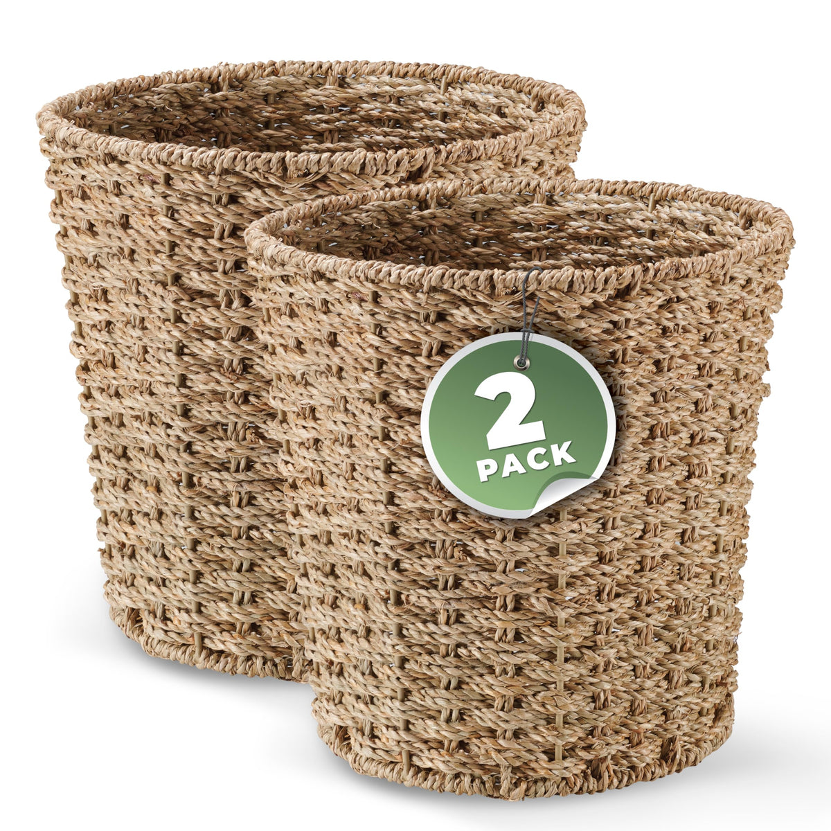 84ECO 2-Pack 3 Gallon Wicker Trash Cans for Bathroom, Bedroom, Office - Rattan Trash Can - Decorative Waste Basket