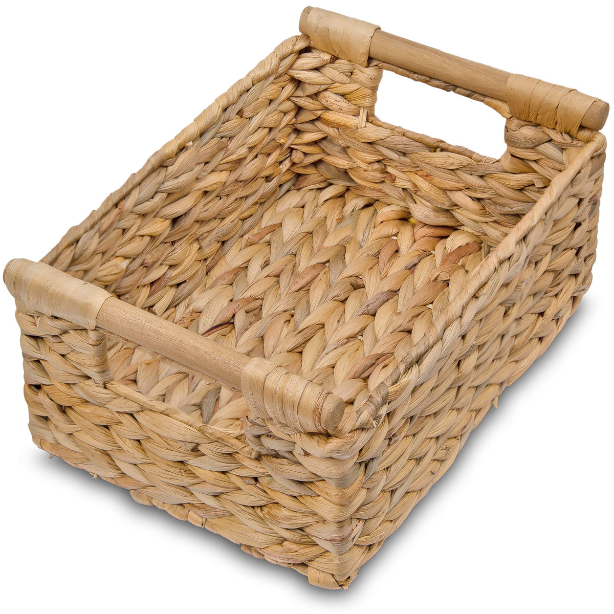 VATIMA Seagrass Baskets with Wooden Handles, Set of 3 Decorative Natural Wicker Baskets for Kitchen