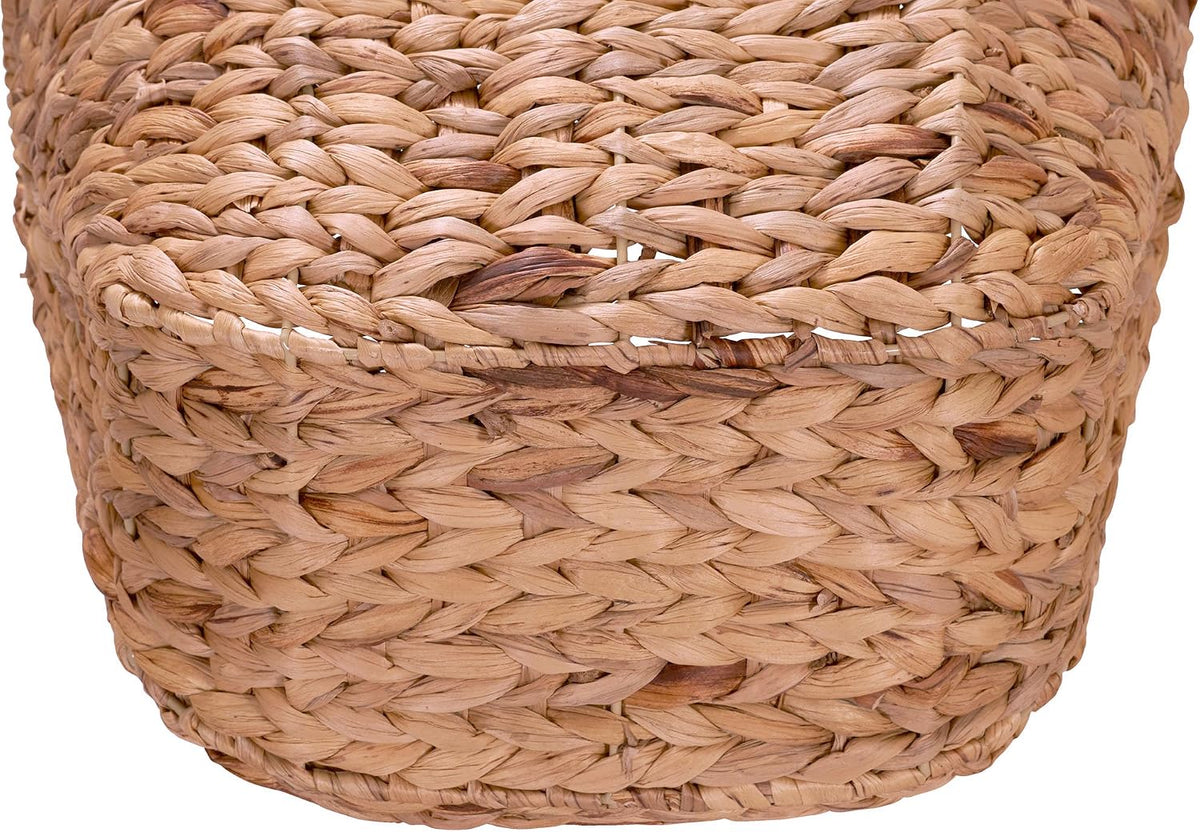 Household Essentials ML-4002 Tall Water Hyacinth Wicker Basket with Handles | Natural, Brown, Natural
