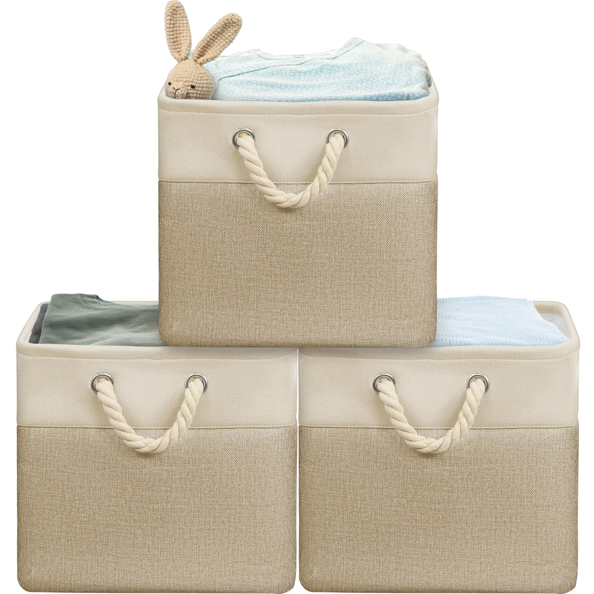 Simple Houseware 15.7" x 12" Wide & Low Fabric Storage Bin, 3 Pack, Gray