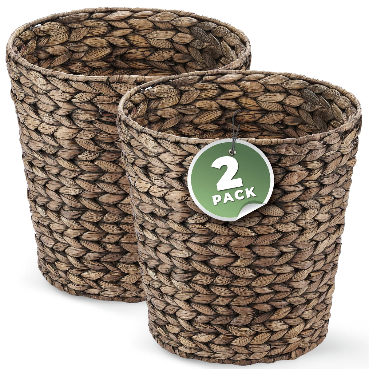 84ECO 2-Pack 3 Gallon Wicker Trash Cans for Bathroom, Bedroom, Office - Rattan Trash Can - Decorative Waste Basket