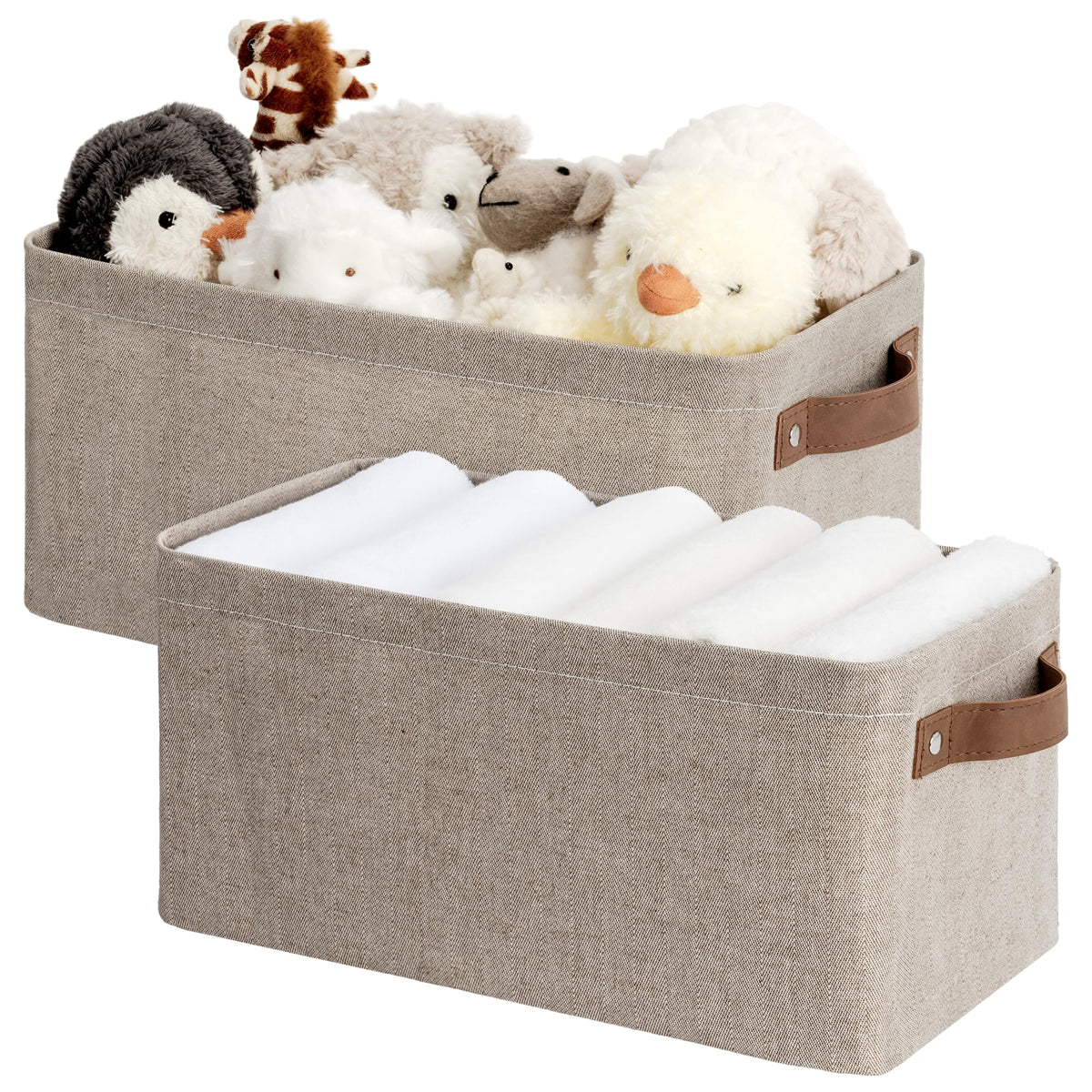 StorageWorks Narrow Storage Bins, Toilet Paper Storage, Natural, 2-Pack