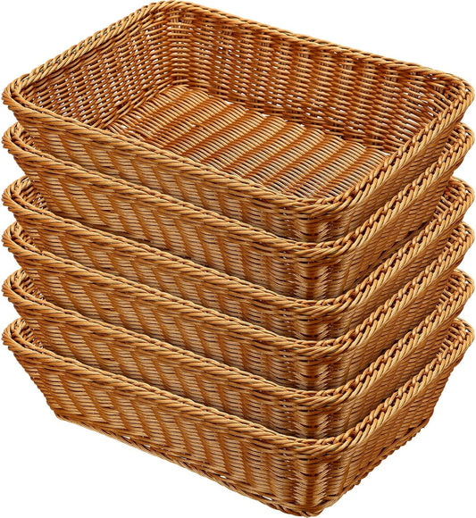 6 Pcs 17.7 in Large Wicker Bread Baskets, Woven Serving Basket for Kitchen